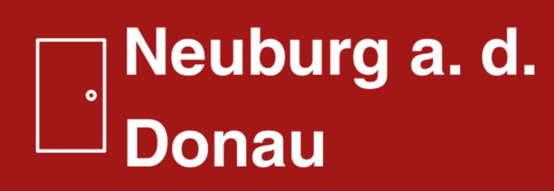 Der rechteckige rote Banner zeigt eine mit weißen Linien gezeichnete Tür. Rechts daneben steht der Ortsname Neuburg an der Donau.