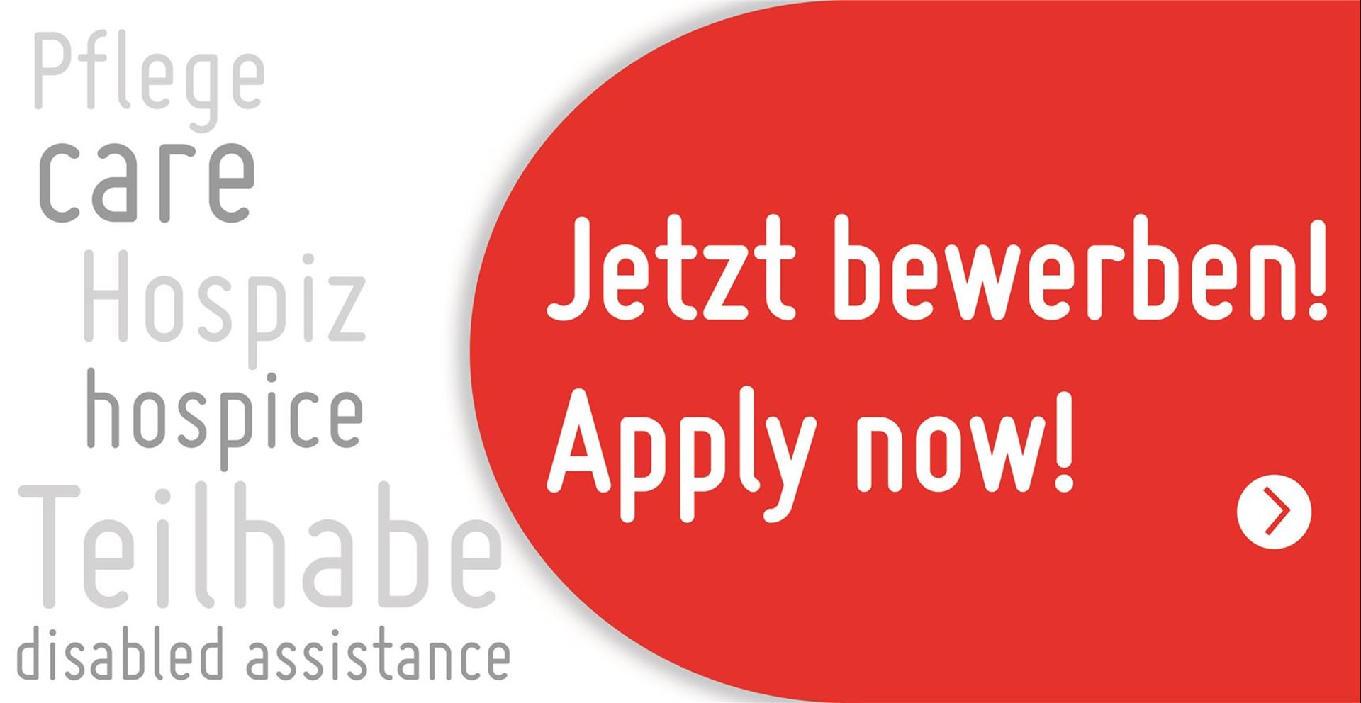 Button Interesse an Mitarbeit Pflege - Behindertenhilfe - Hospiz
