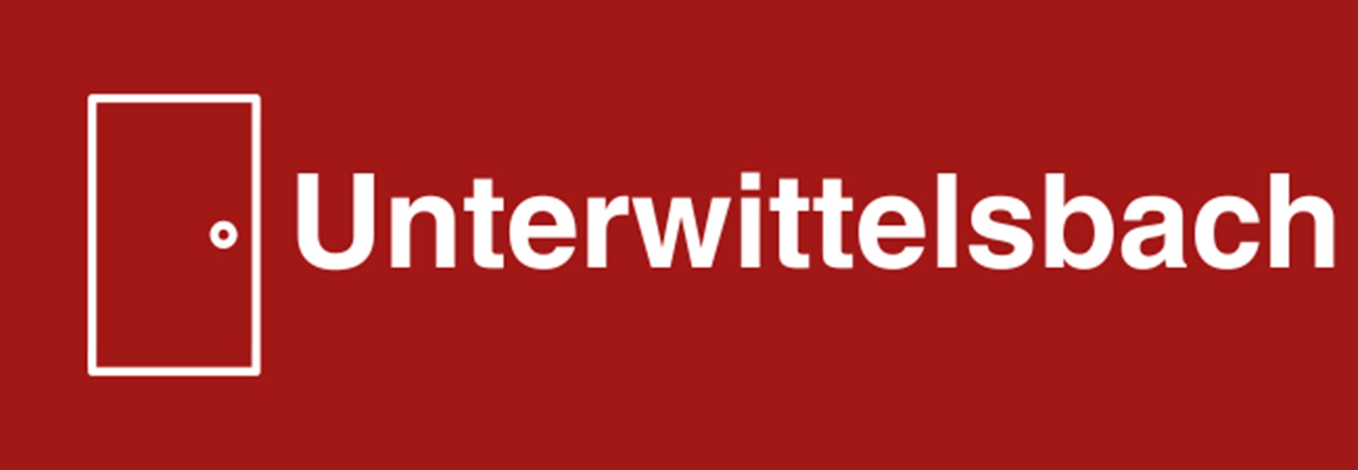 Der rechteckige rote Banner zeigt eine mit weißen Linien gezeichnete Tür. Rechts daneben steht der Ortsname Unterwittelsbach.